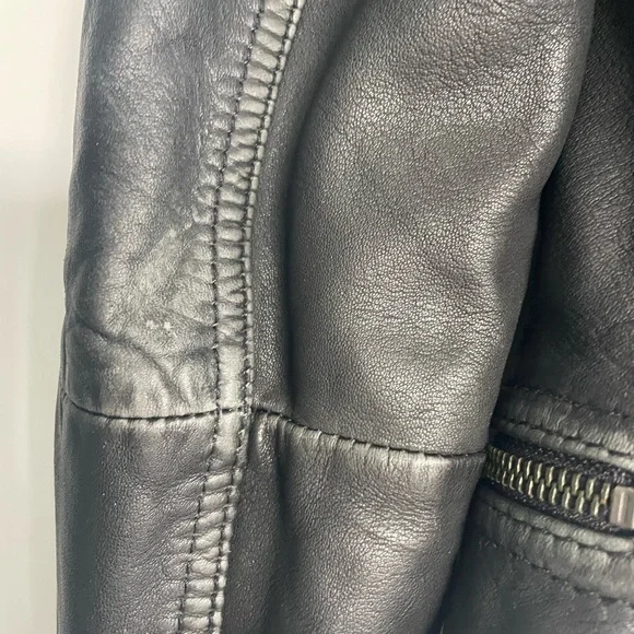 All Saints Cargo Black Leather Motorcycle Jacket - Picture 16 of 16